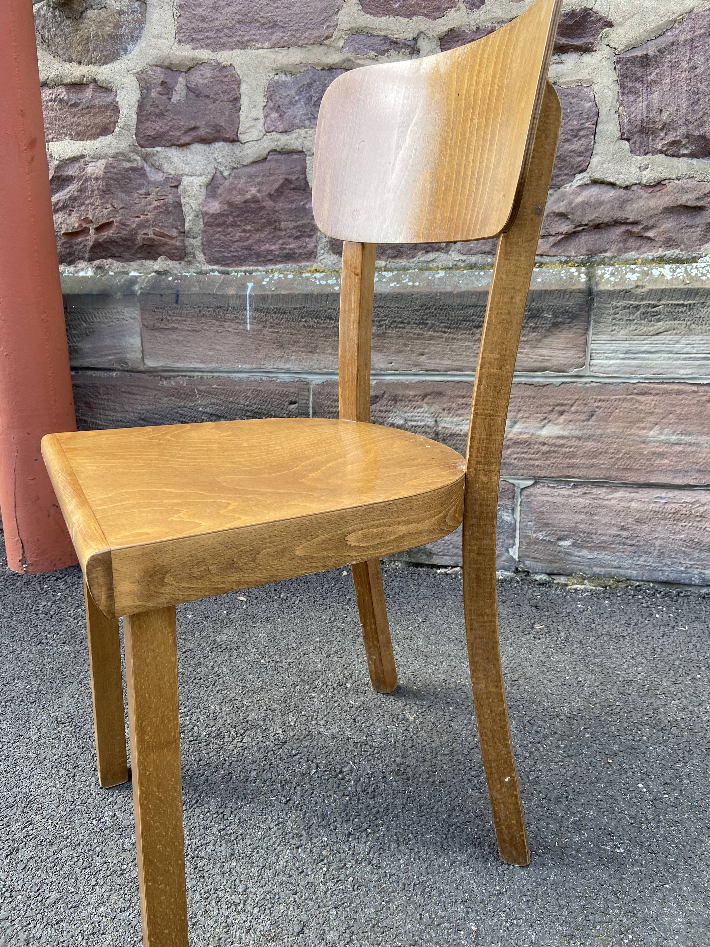 4 bistro chairs Curved wood Restaurant Paris bistro baumann 1970