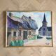 Oil painting on canvas Normande R.Oswald 1960 gilded wooden frame