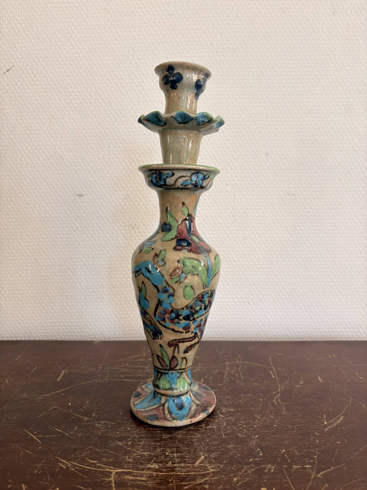 Ancient Ceramic Candle Holder Terracotta Persian Bird Torch Persian