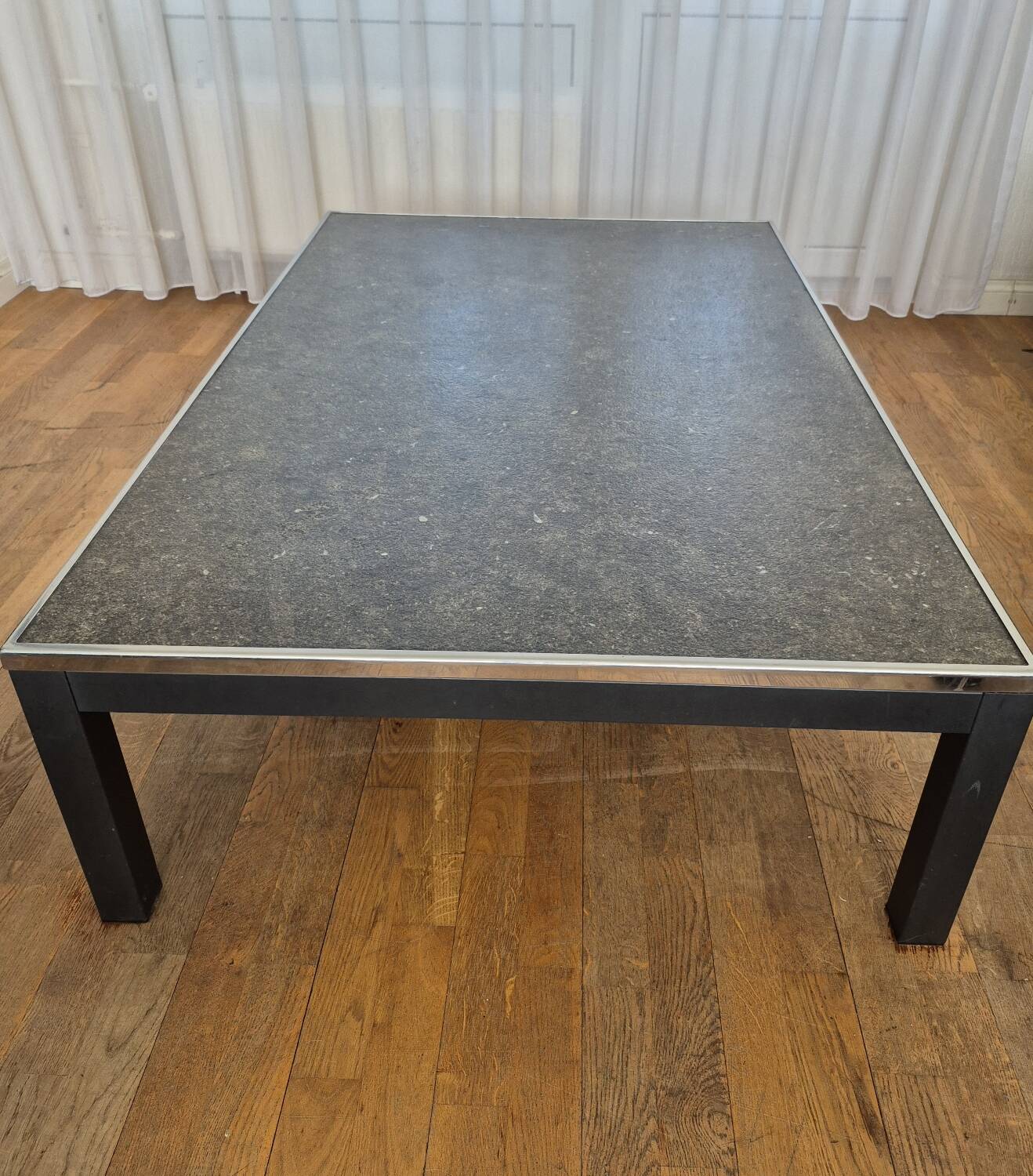 Vintage slate chrome coffee table 140 x 80 cm
