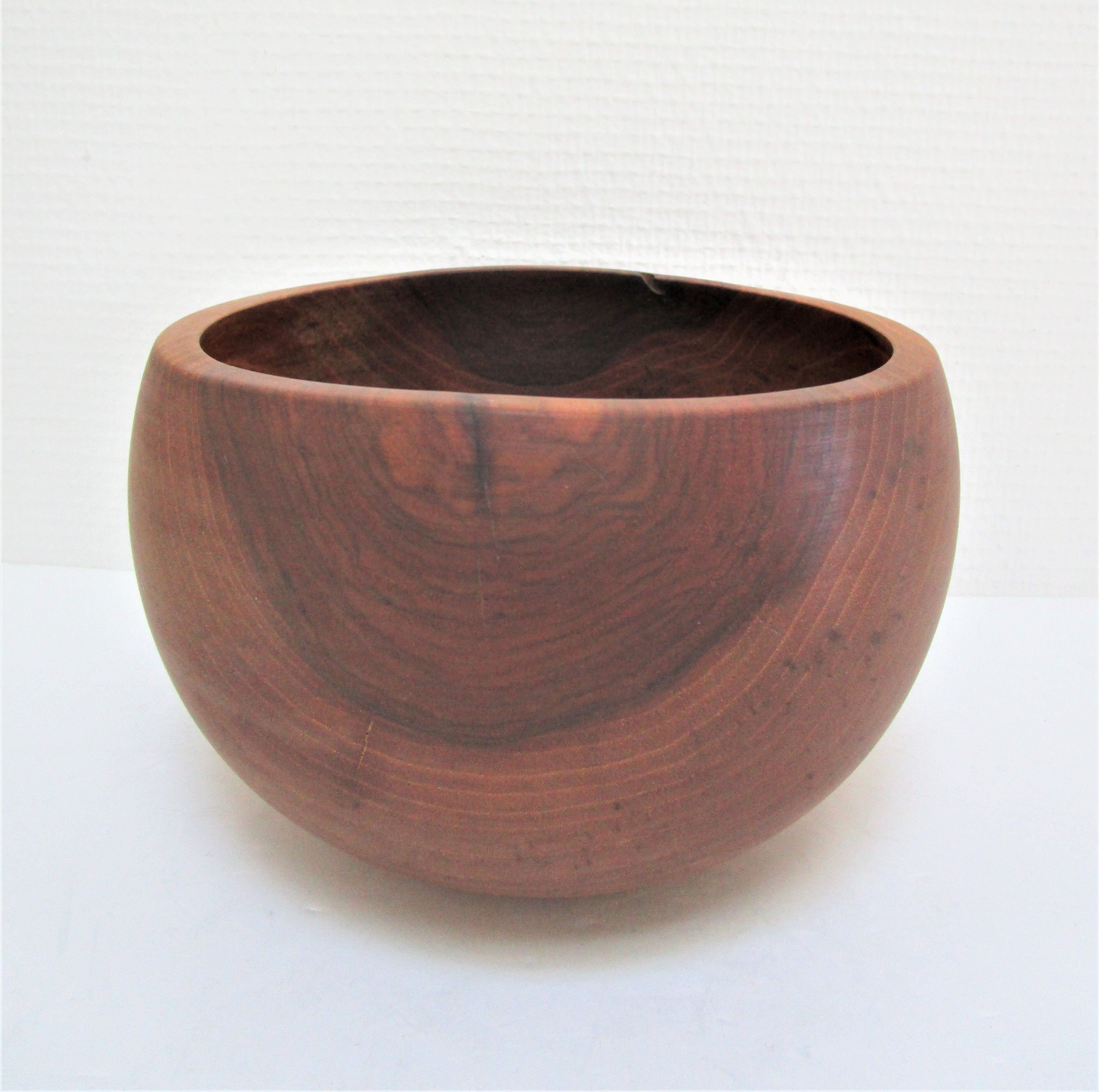 Three bowls solid wood turned patinated vintage