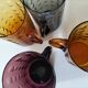 Set of 4 coloured pressed glass mugs, vintage style.