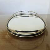 Mirror tray, modernist, minimalist, in gold metal and scoubidou, 1950-1960