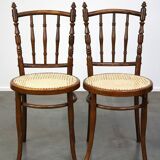 Set of 4 very charming antique Thonet bistro chairs with new matte seats