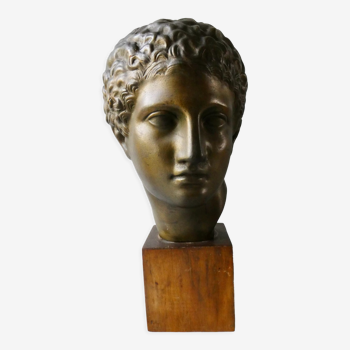 Bust, head of Hermes in terracotta patina bronze