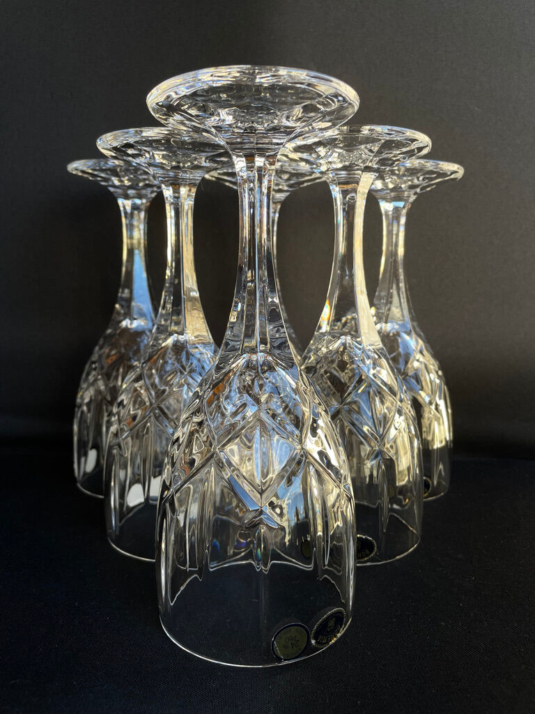 Bohemia - glasses on foot (6) - Modern mid-century - Lead crystal 24% Pbo