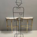 Console en laiton et marbre rose portugais, Italie