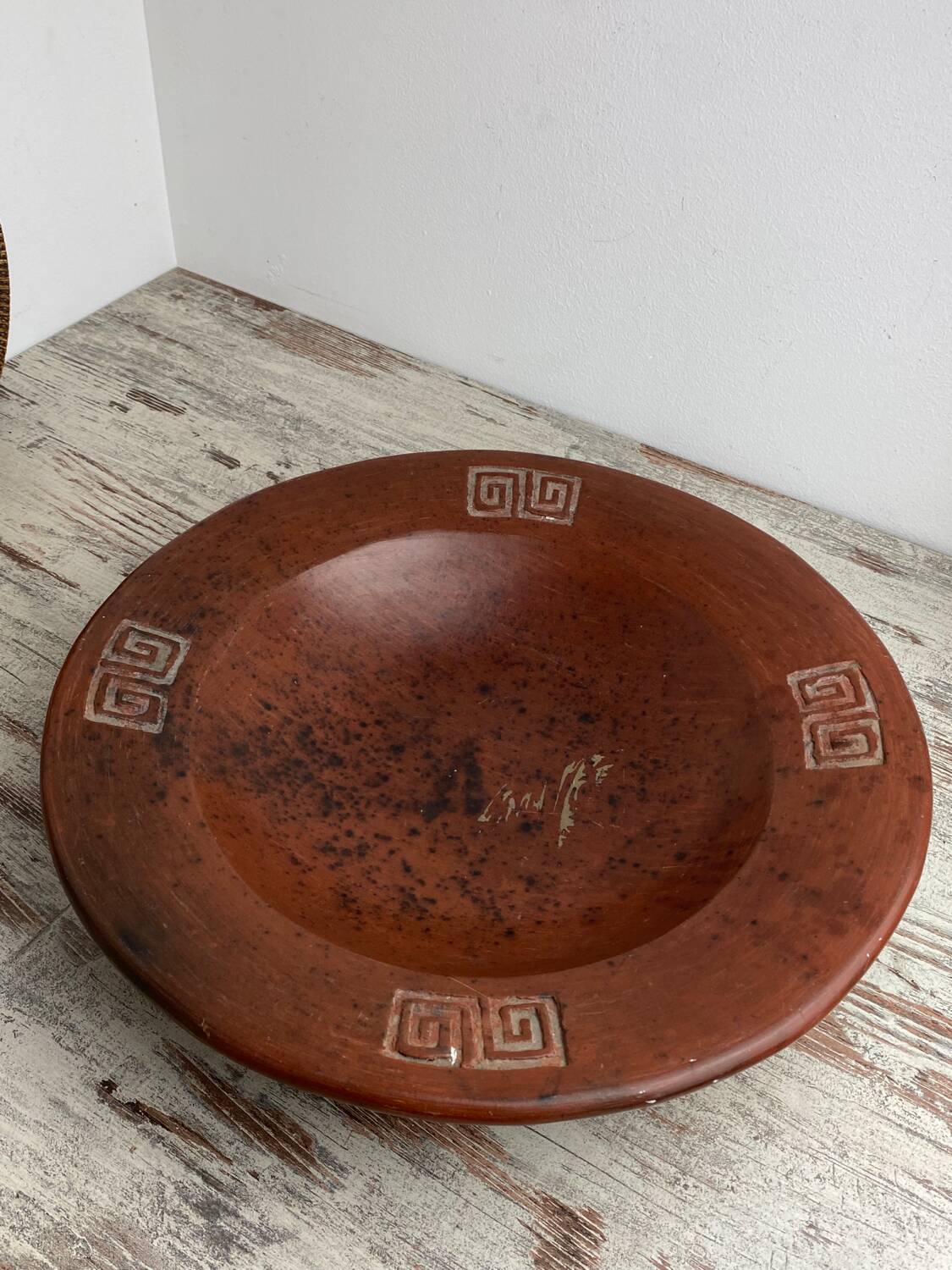 Large glazed terracotta salad bowl