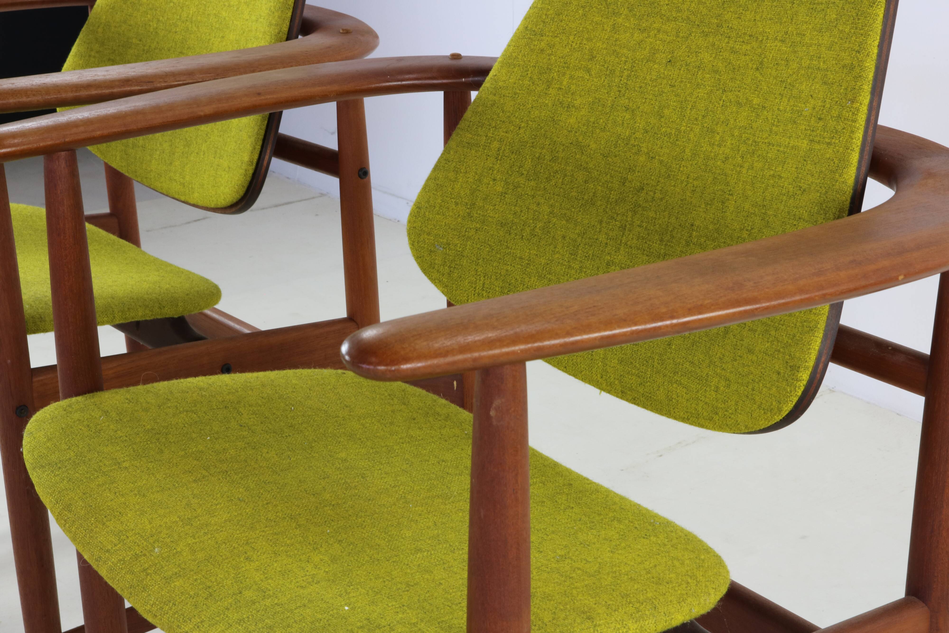 Two Danish design lounge arm chairs by Arne Hovmand Olsen