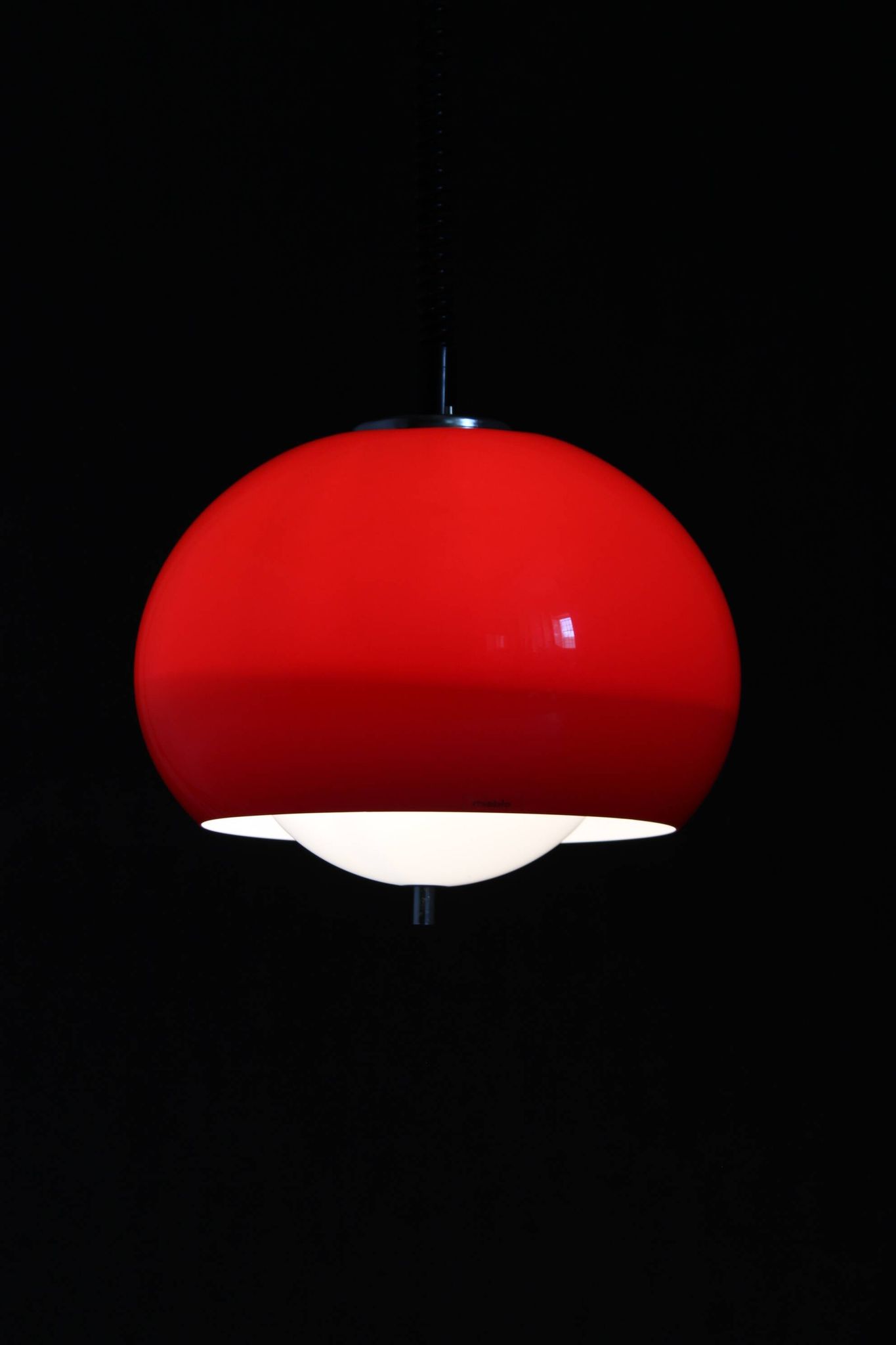 1970s Harvey Guzzini Red Pendant Light for Meblo, Italy