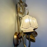 Vintage two-light wall lamp in gold metal with vintage art deco globes