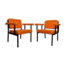 Paire de fauteuils moderniste vintage orange 1960