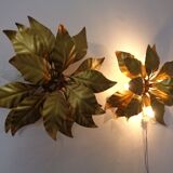 Golden Flower Shape Flushmounts by Hans Kögl, 1970s, Set of 2