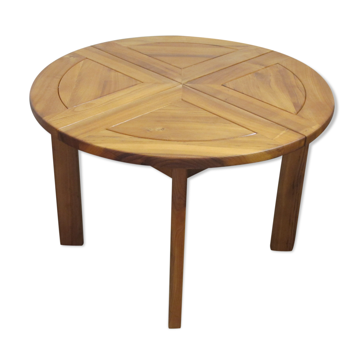 Roundtable in solid oiled elm of the Maison Regain year 70 80