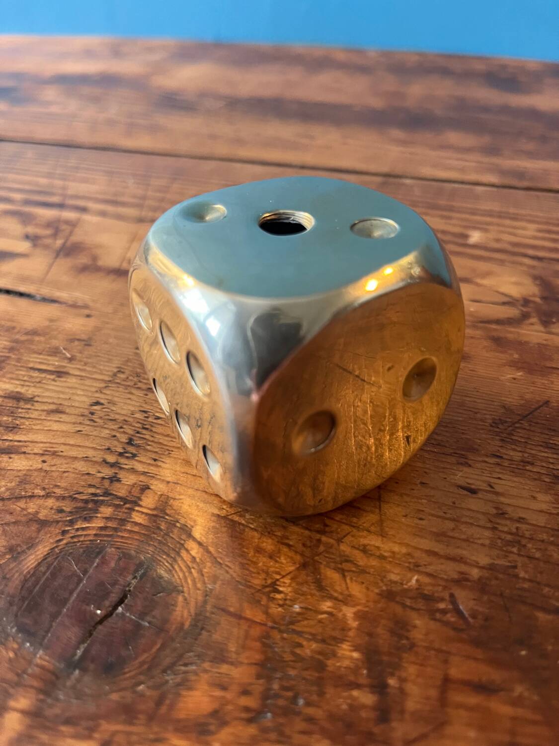 Pen holder, die-shaped brass paperweight