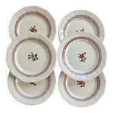 6 antique flat plates made of ironstone from Sarreguemines - Armelle model
