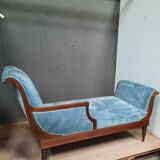 Meridienne in mahogany and blue velvet