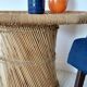 Vintage coffee table with braided cord in Audoux Minet bamboo style/1970s