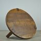 Solid oak round coffee table, Brutalist 1970s