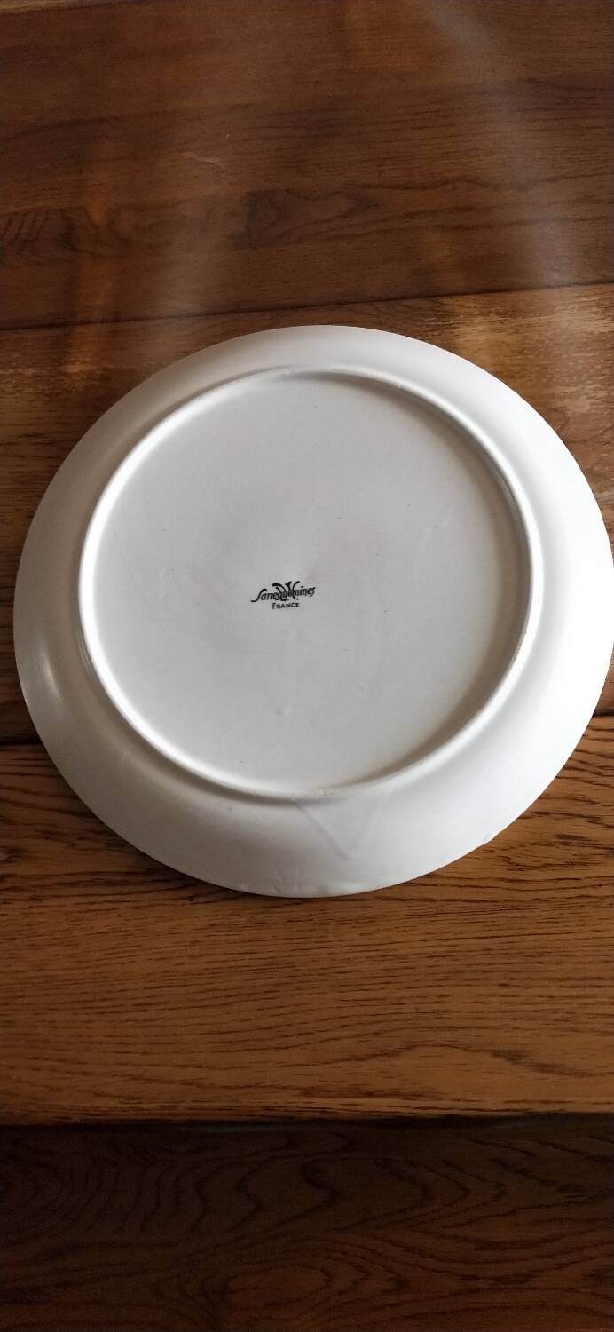 Sandstone dinner plate with Sarguemines woodcock pattern