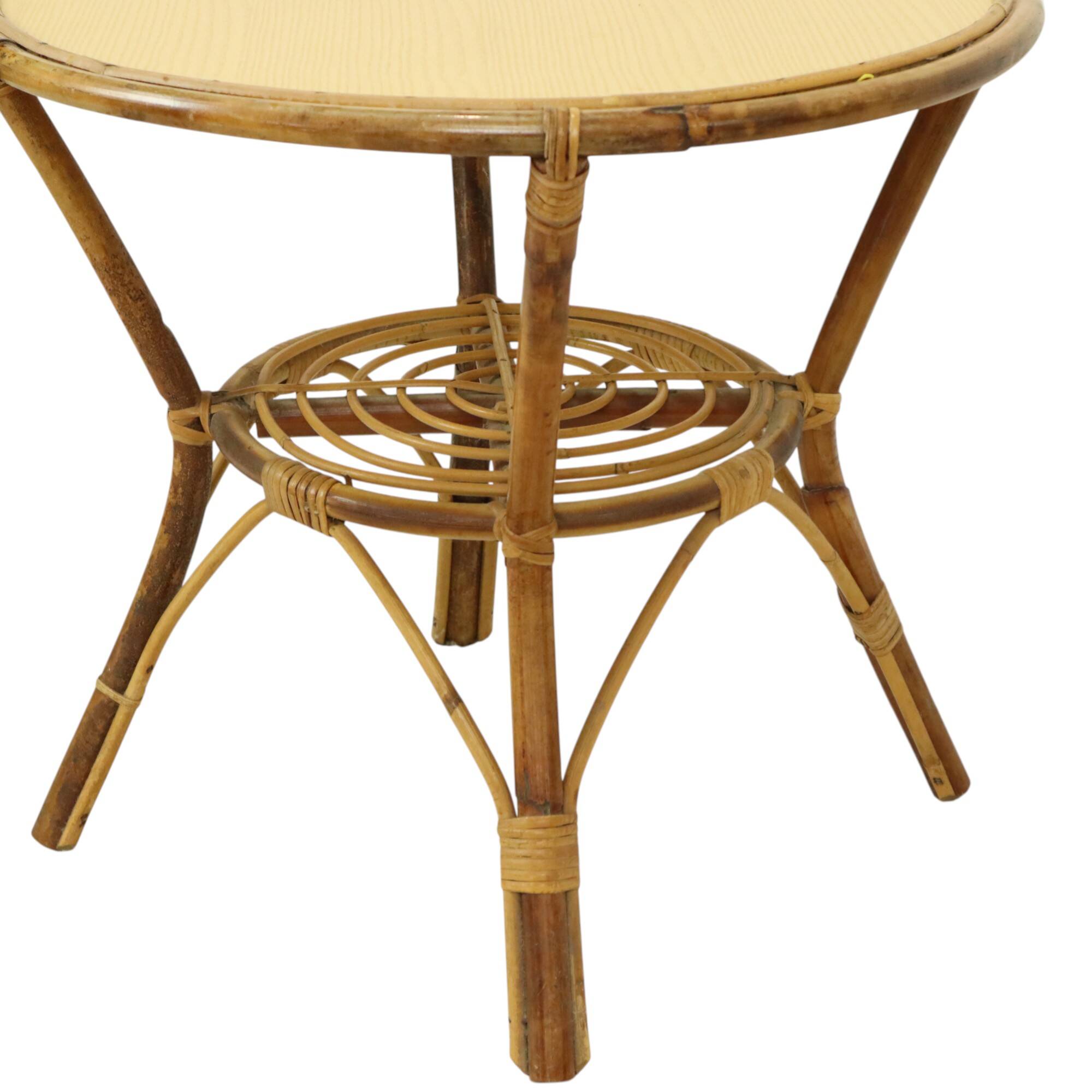 Vintage Set Rattan Chairs Armchairs Table Boho Design Sixties