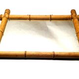 Old large frame bamboo mirror year 1900 vintage decoration