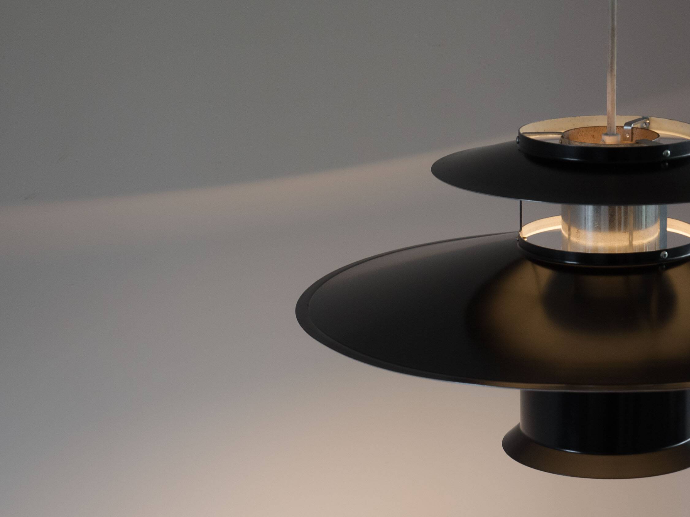 Vintage Danish black shell pendant lamp