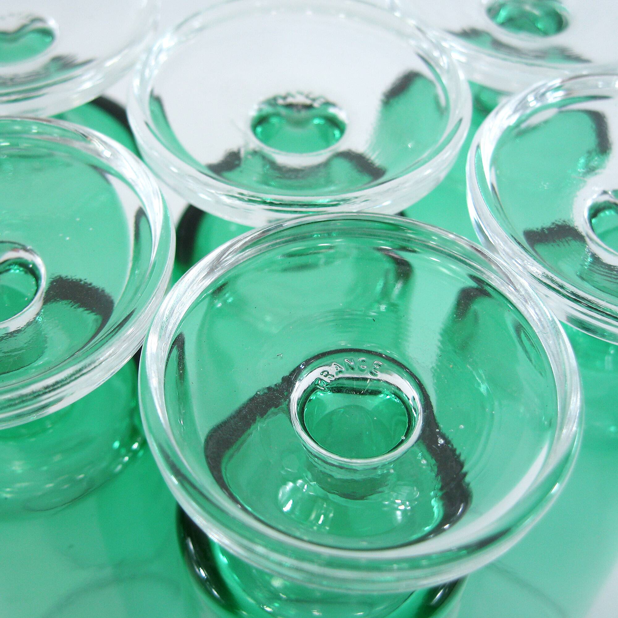 6 vintage mint green champagne flutes - Luminarc Arcoroc France