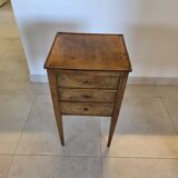 Small Louis XVI period bedside table / chest of drawers in walnut with 3 drawers