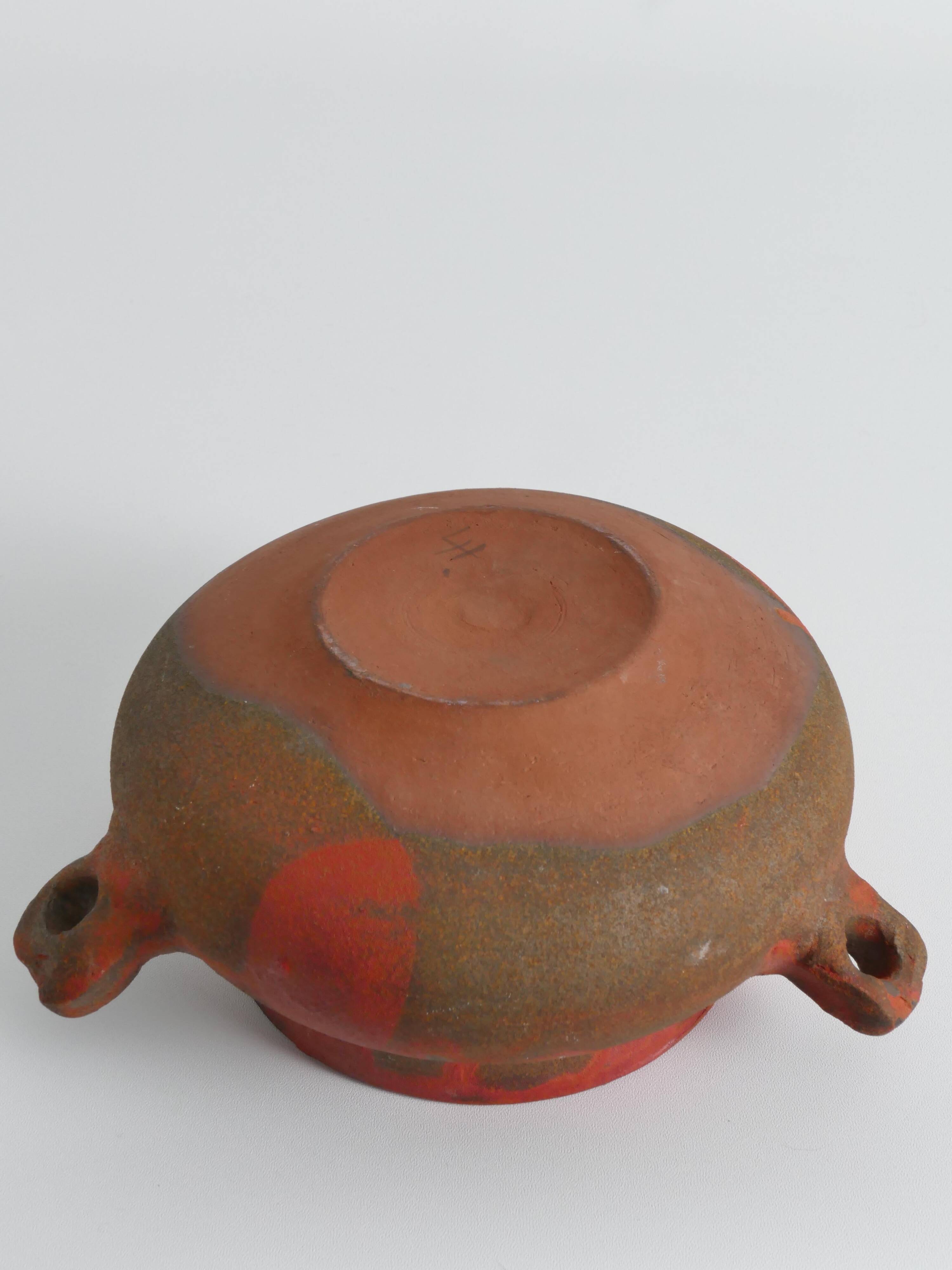 Studio Pottery Three-Handled Earthenware Ceramic Vessel