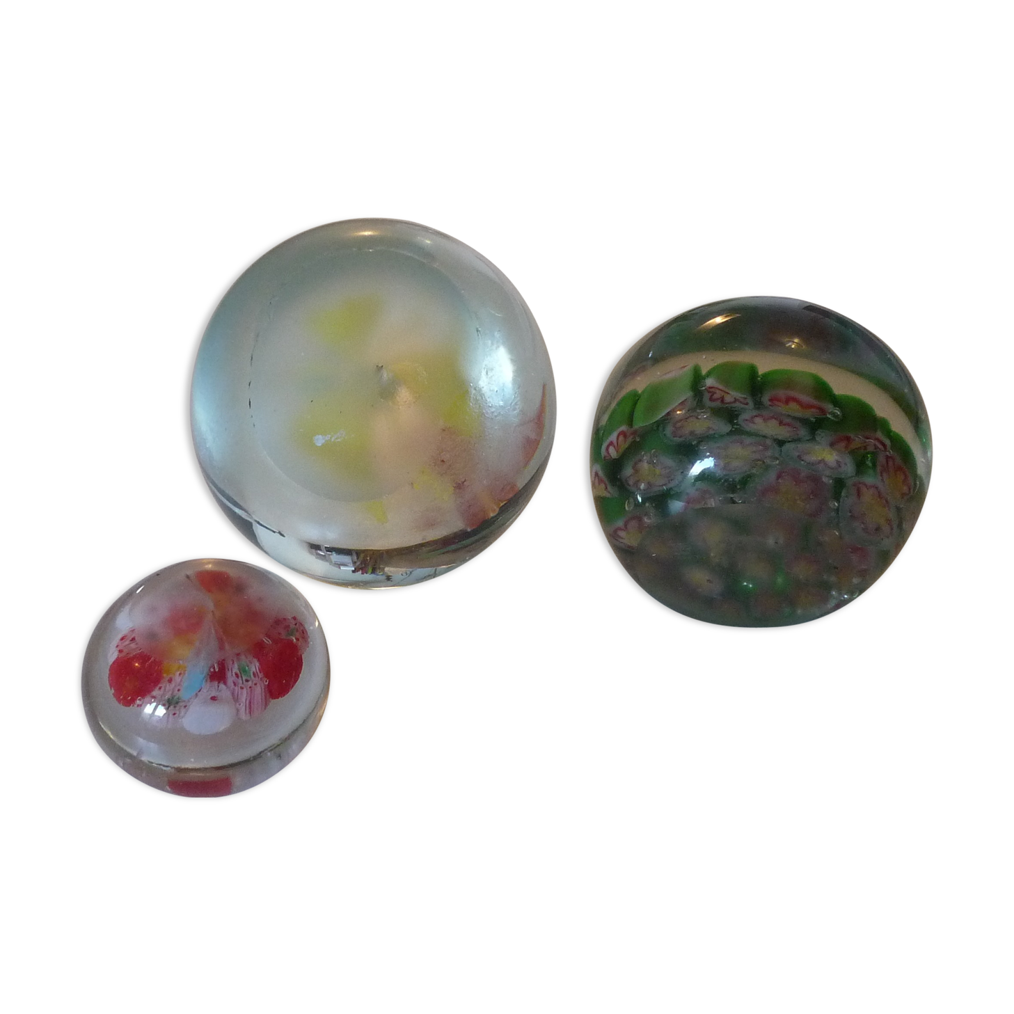 Lot of 3 balls of sulphide, vintage 70s
