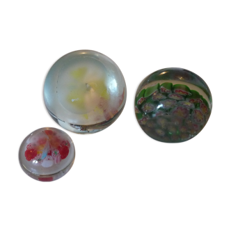 Lot of 3 balls of sulphide, vintage 70s