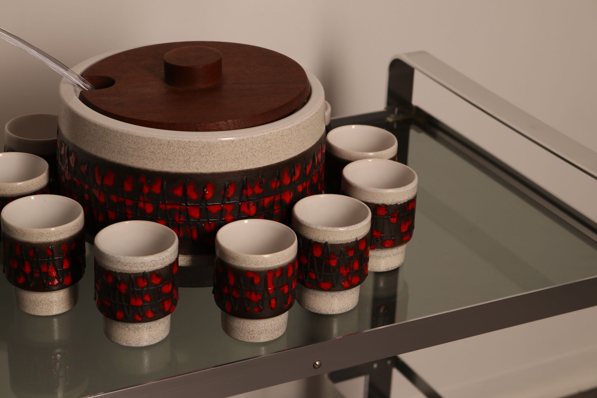 Punch set in ceramics - bowl & 11 cups - by Dümler & Breiden - Germany - 1960's