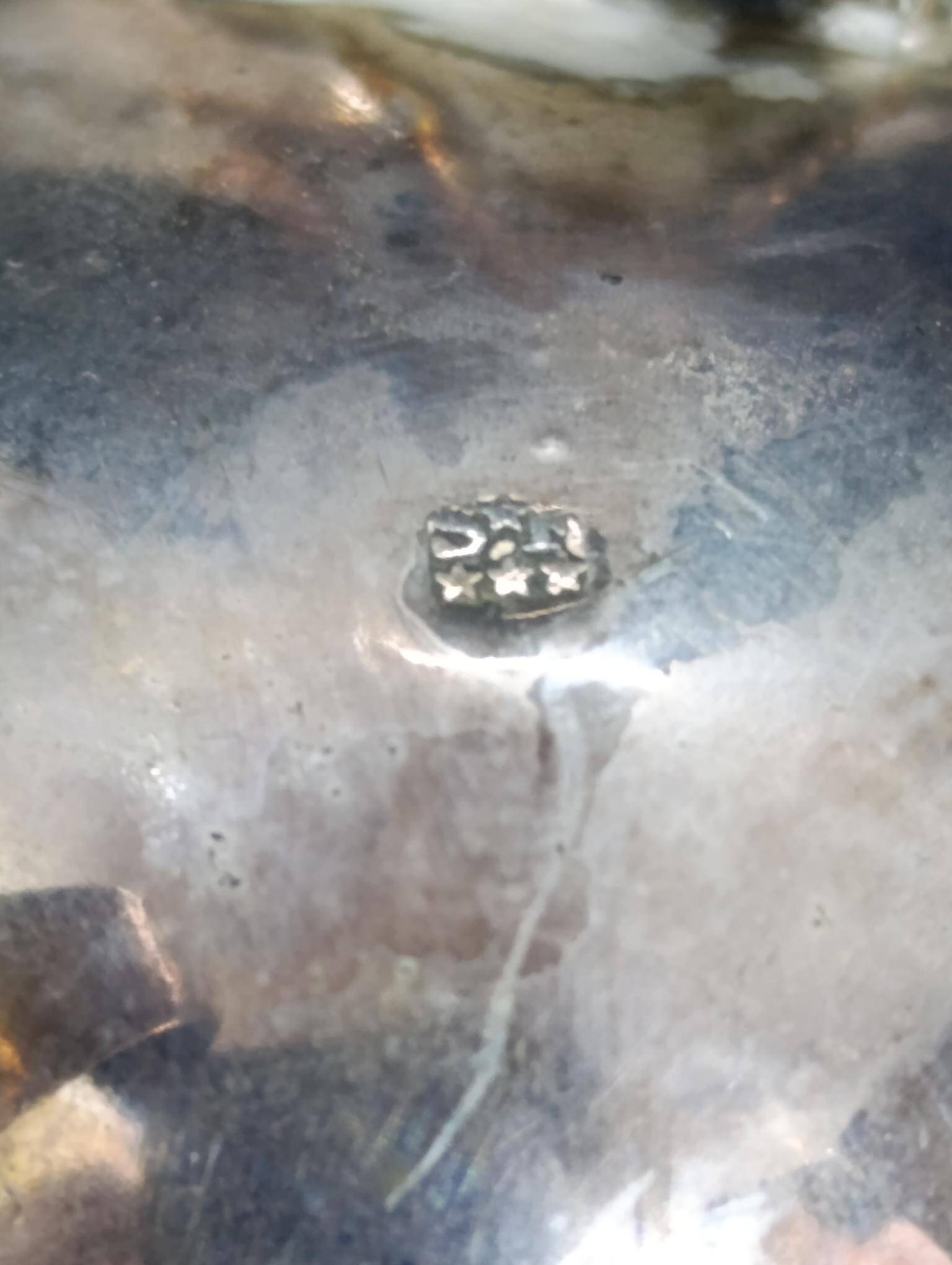 Pair of silver metal salt cellars with lion decor base