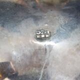 Pair of silver metal salt cellars with lion decor base