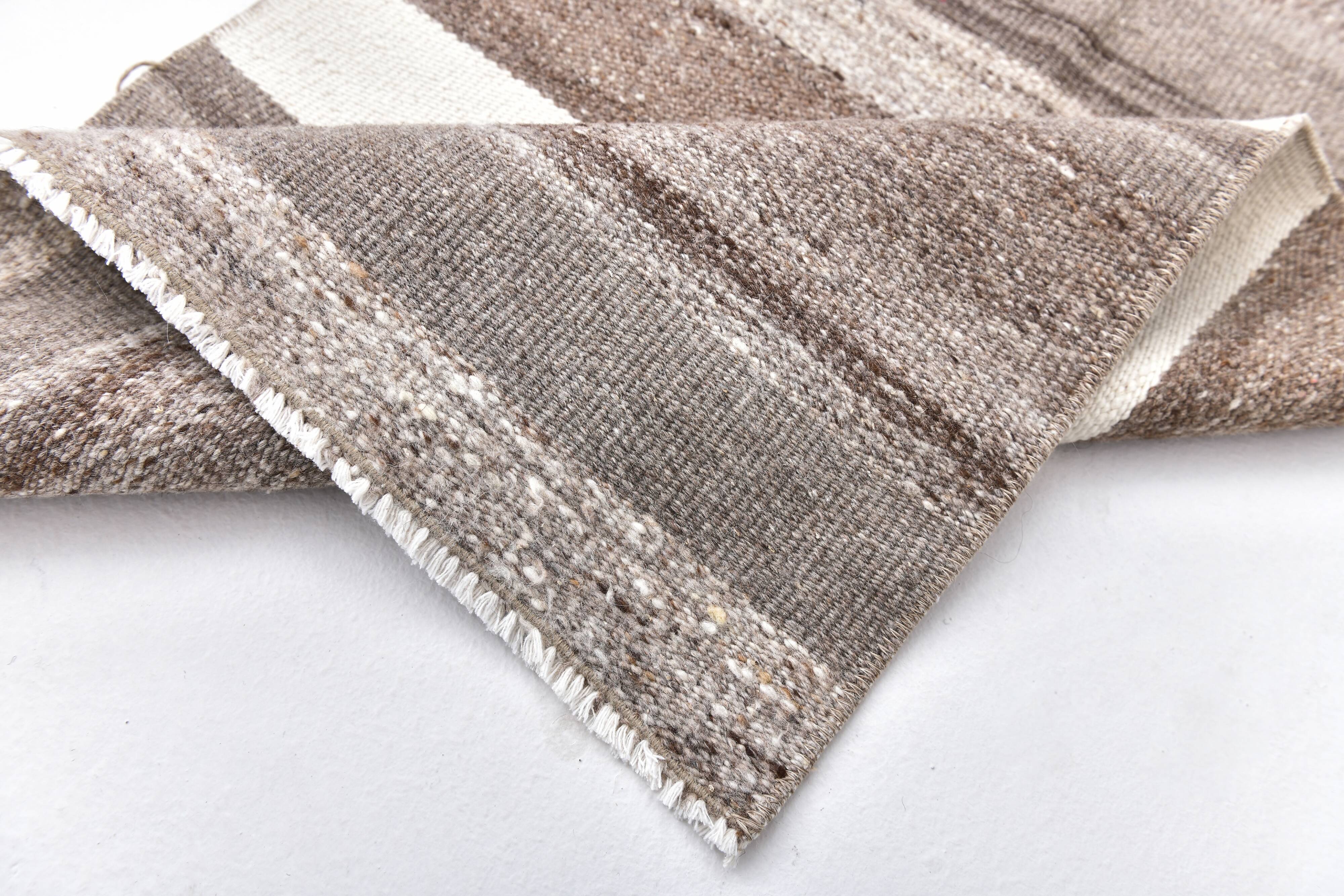 Brown natural wool kilim , hand made wool kilim , runner kilim rug 66x191cm