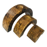 Triptych candle holders arcs wood