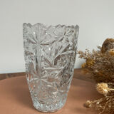 Vase fleurs vintage en verre ciselé