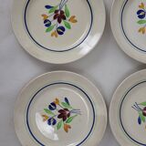 6 flat plates in Gien earthenware, Béatrice model
