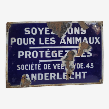 Plaque émaillée soyez bons animaux