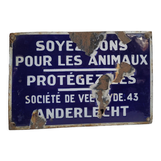 Plaque émaillée soyez bons animaux