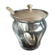 Silver plated glass sugar bowl