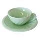 Tasse à café et soucoupe en opaline verte style Art Déco