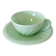 Tasse à café et soucoupe en opaline verte style Art Déco
