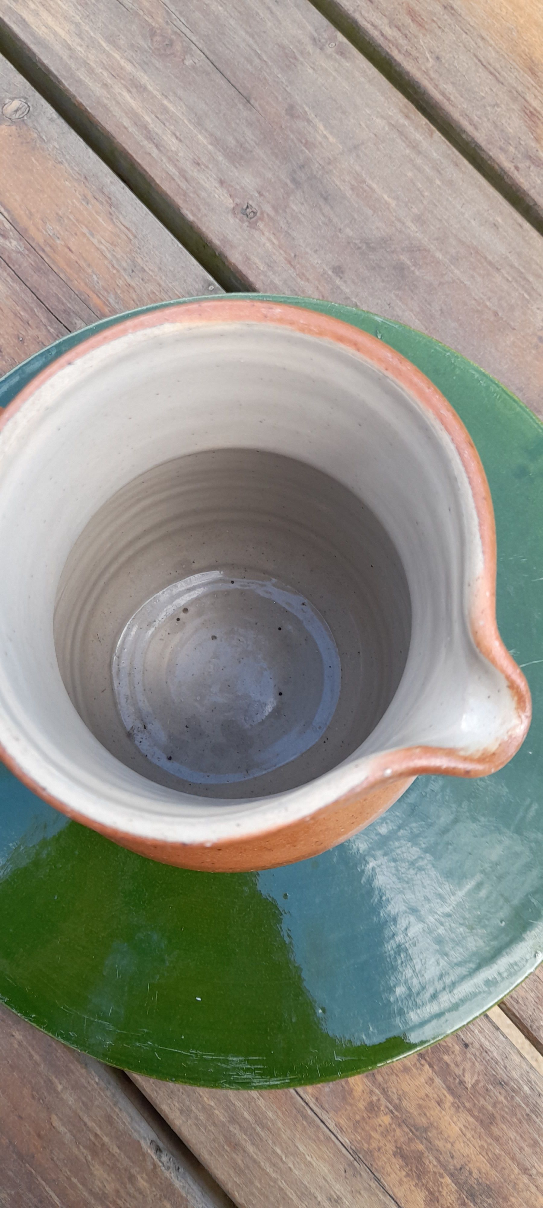 Large broc / pitcher (1l) in artisanal sandstone, very good condition signed sandstone from Bonny, France