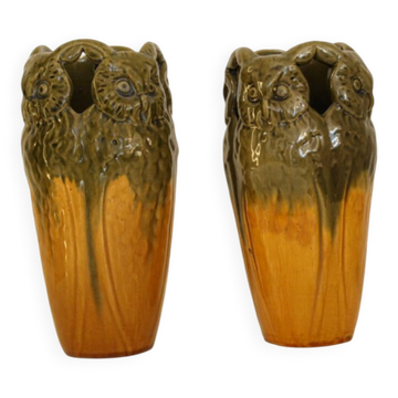 Museum-grade pair: ultra-rare antique michael andersen art pottery "ow