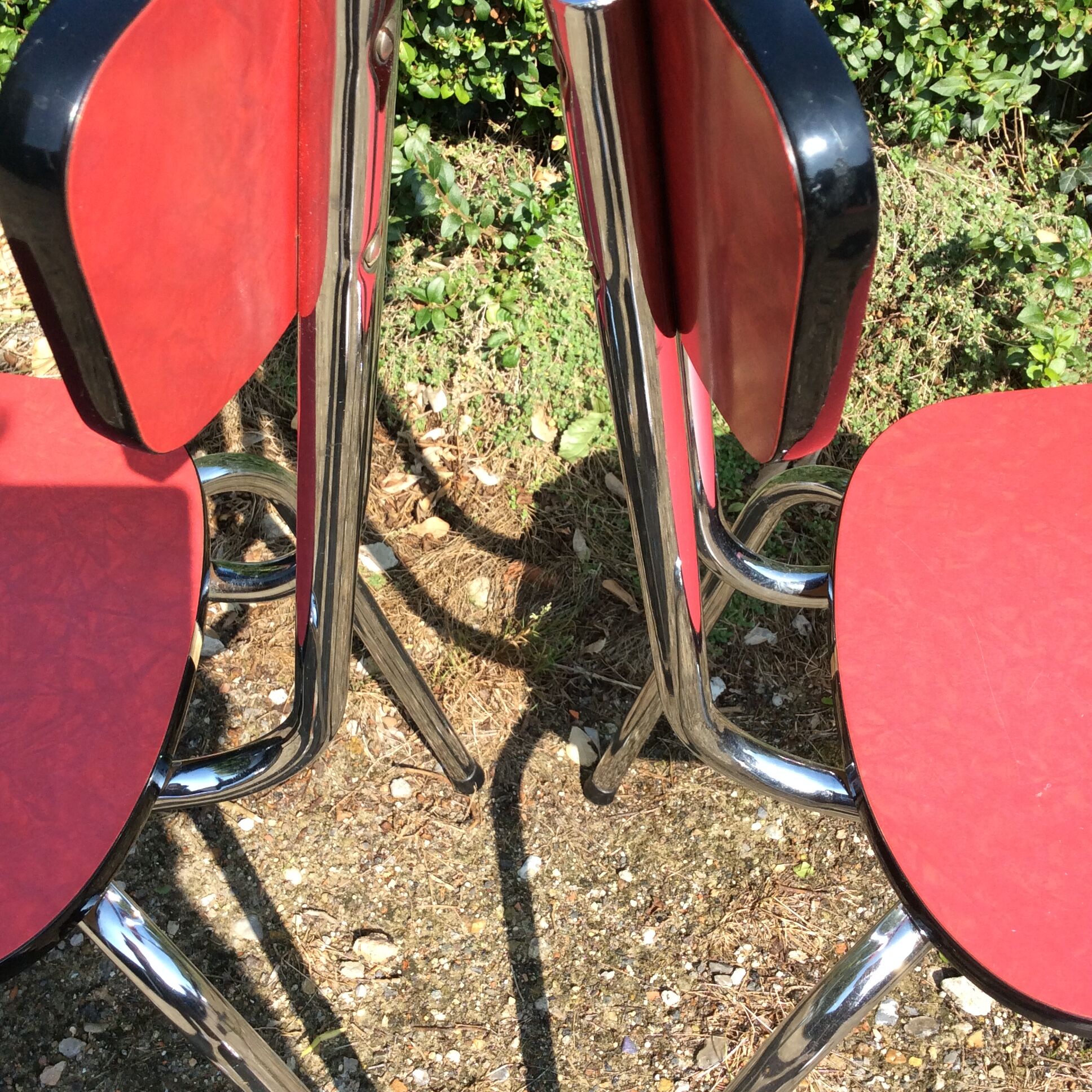 Pair of red Formica chairs from the 70s
