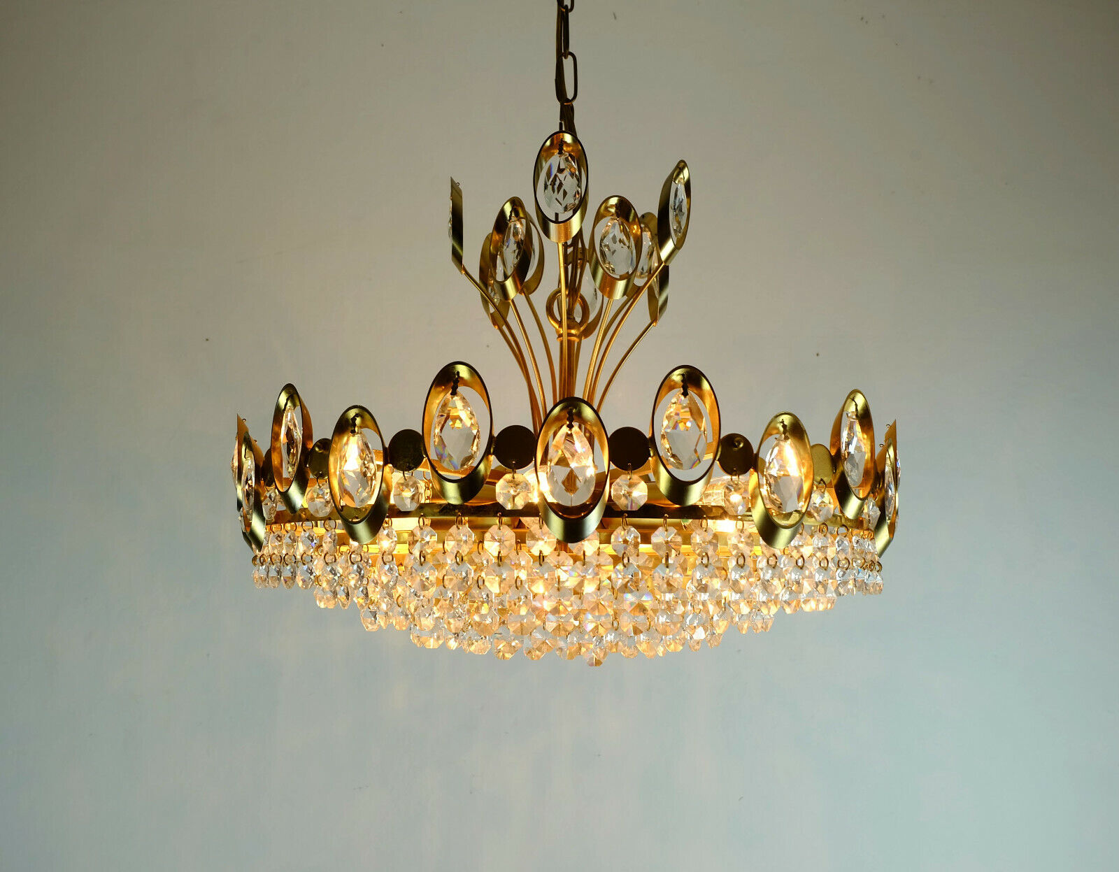 Mid century chandelier Palwa crystal glass
