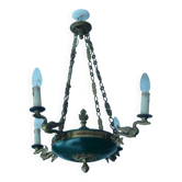 Empire chandelier 4 lights gooseneck golden bronze and painted brass