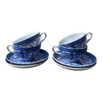 4 blue Japanese porcelain cups